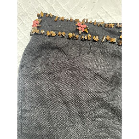 Larry Levine Women's Size 6 Linen Capris  Rayon Casual‎ Beaded - Picture 6 of 6